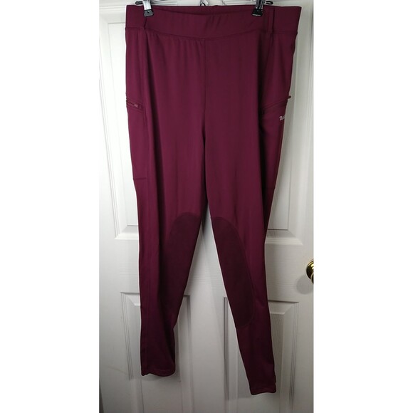 Willit Woman's XL Burgundy Riding Pants With Knee Patch Stretch Zip Pockets - Picture 1 of 11